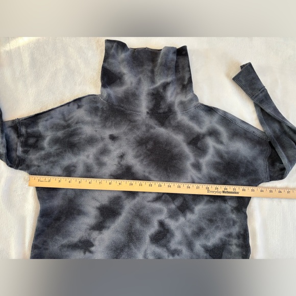 Anthropologie Maeve Gray Tie Dye Waffle Knit Cowl Neck Pullover Sweater Size S - Picture 5 of 10